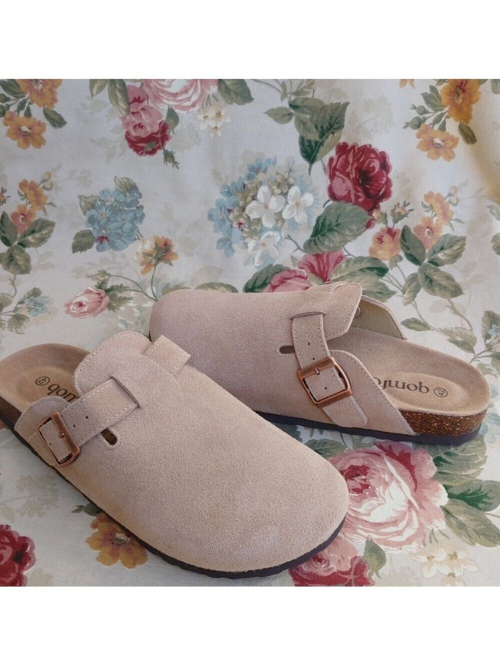Qomfort Suede Tan Leather Clogs Slip-On Shoes Women's size US 10 Euro 42 NWOT - Picture 16 of 17